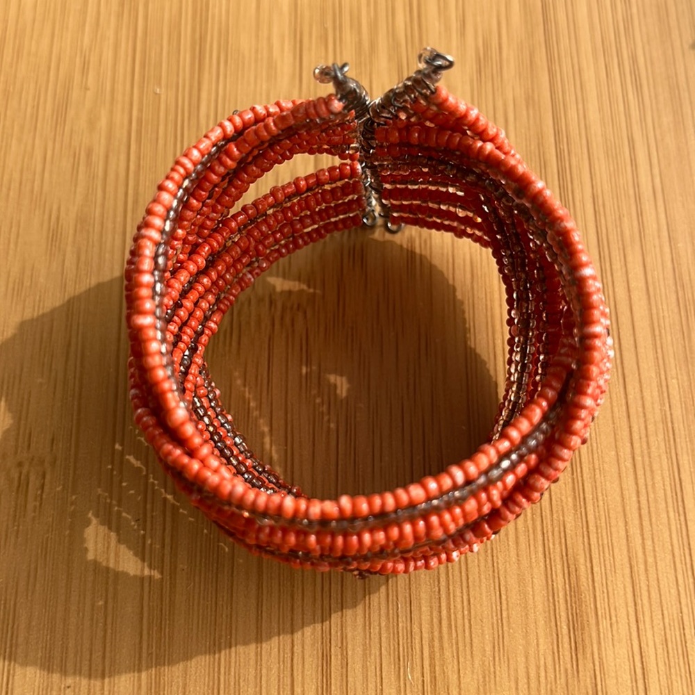 Beaded Orange Bangle